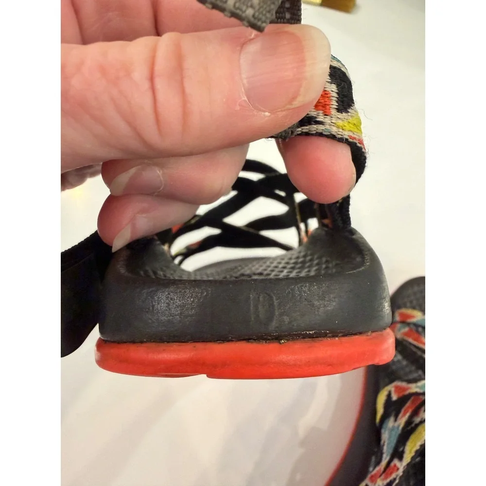 Chaco Kids Z1 Ecotread Sandals Black Red Geometric Straps Size 10 J180175